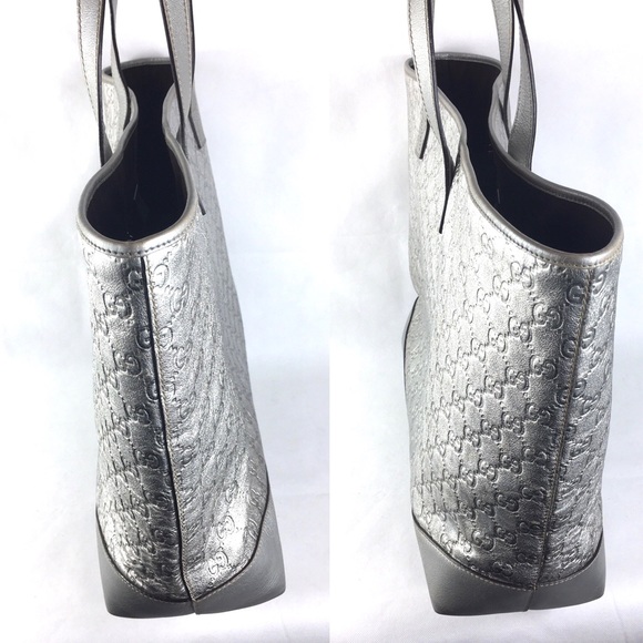 💎HUGE PLATINUM GUCCI LEATHER TOTE - Picture 10 of 16